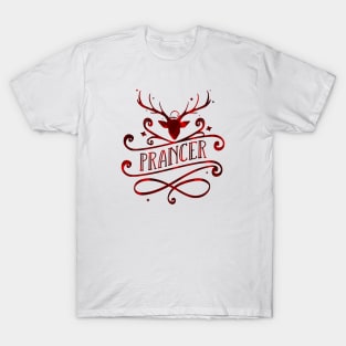 Prancer Christmas Red Tartan Pattern Reindeer Head T-Shirt